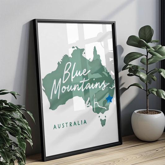 Blue Mountain Wall Art Print - Australian Travel Home Decor, College Dorm Gift, Housewarming Present, Scenic Blue Mountain Artwork