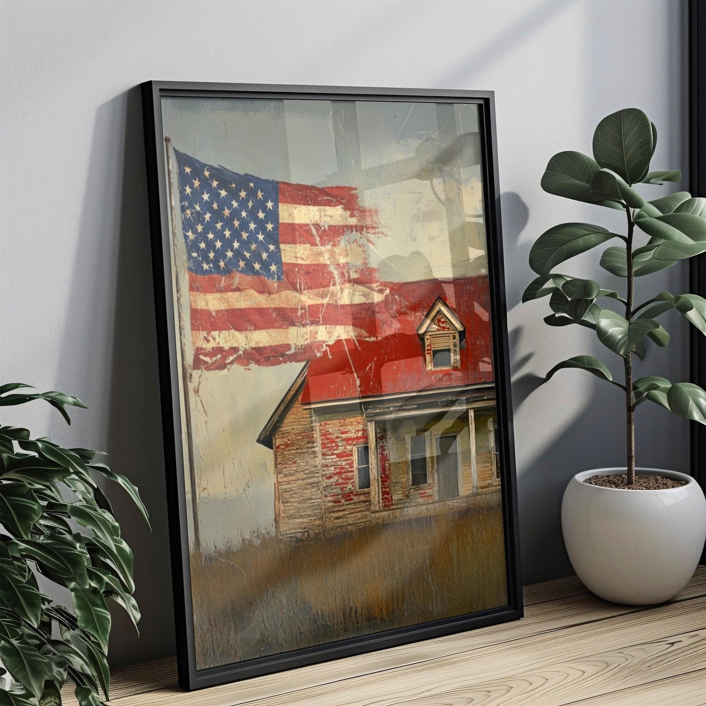 American Landscape Abstract USA Wall Art | Patriotic United States Poster for Home Decor | Independence Day Artwork