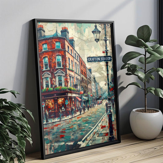Grafton Street Wall Art, Dublin Print, Ireland Travel Poster, Cityscape Artwork, European Street Scene, Home Decor, Gift for Travelers