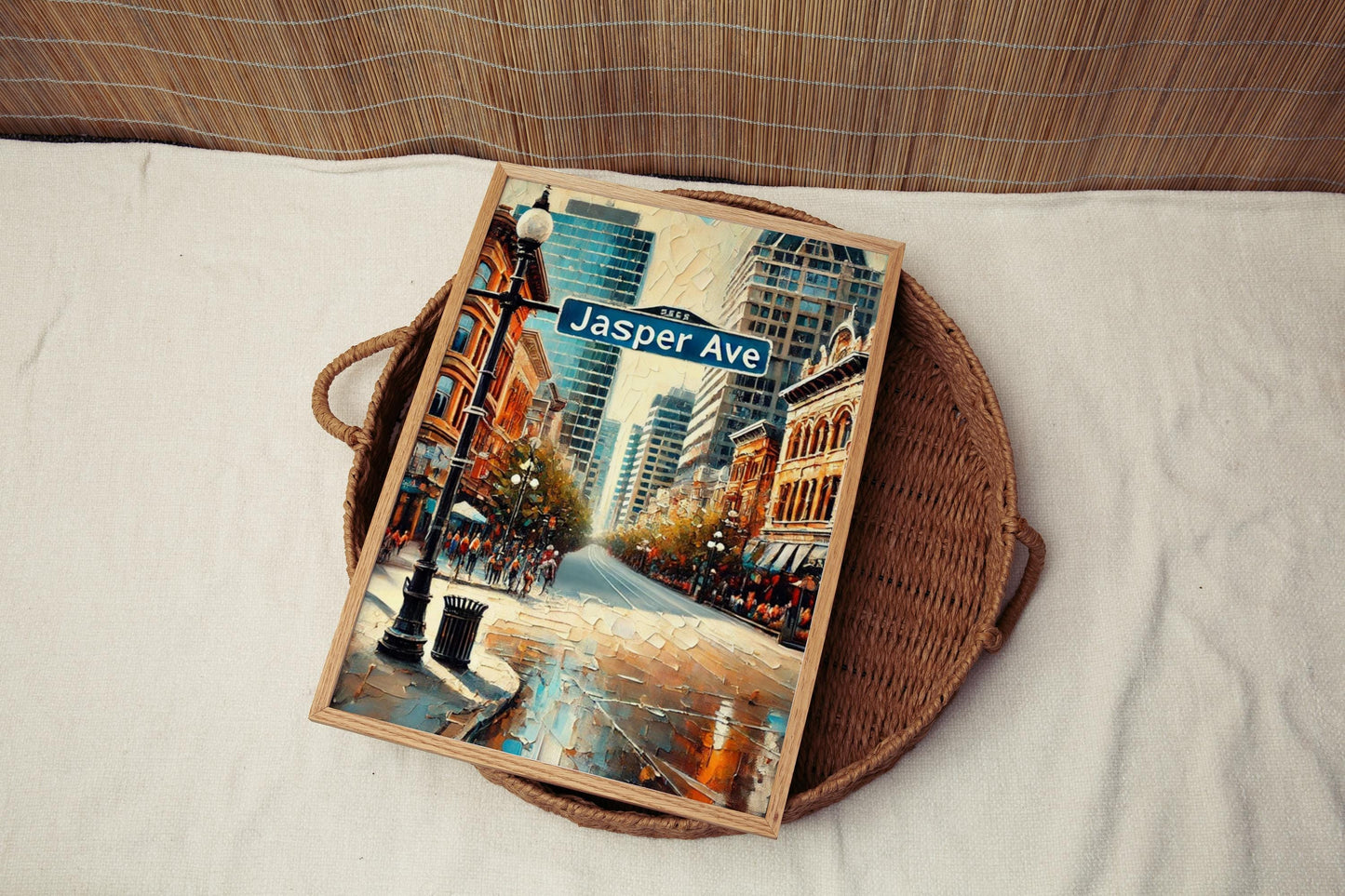 Edmonton Jasper Ave Wall Art Print - Canadian Travel Poster, Edmonton Decor, Housewarming Gift, Modern Cityscape Art, Alberta Gift Idea