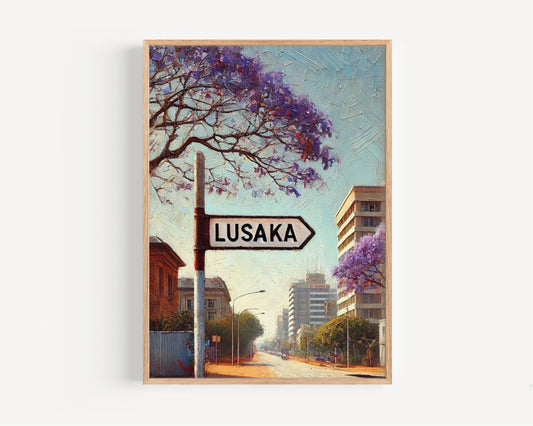 Print Lusaka Wall Art - Zambia Travel Poster, African Decor, Housewarming Gift, Modern Zambia Art, African Souvenir Print