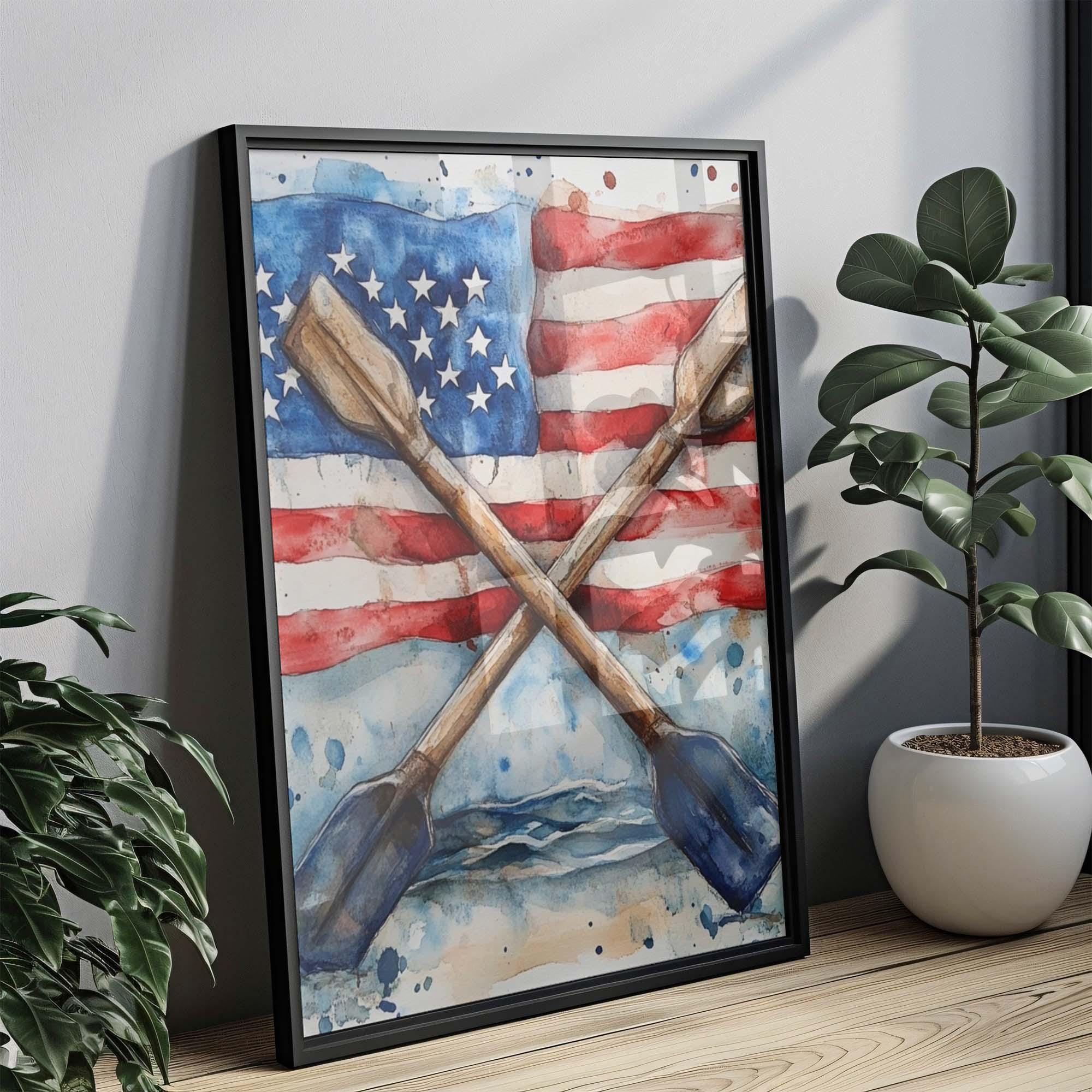 Boat With Oars Poster Patriotic - USA
