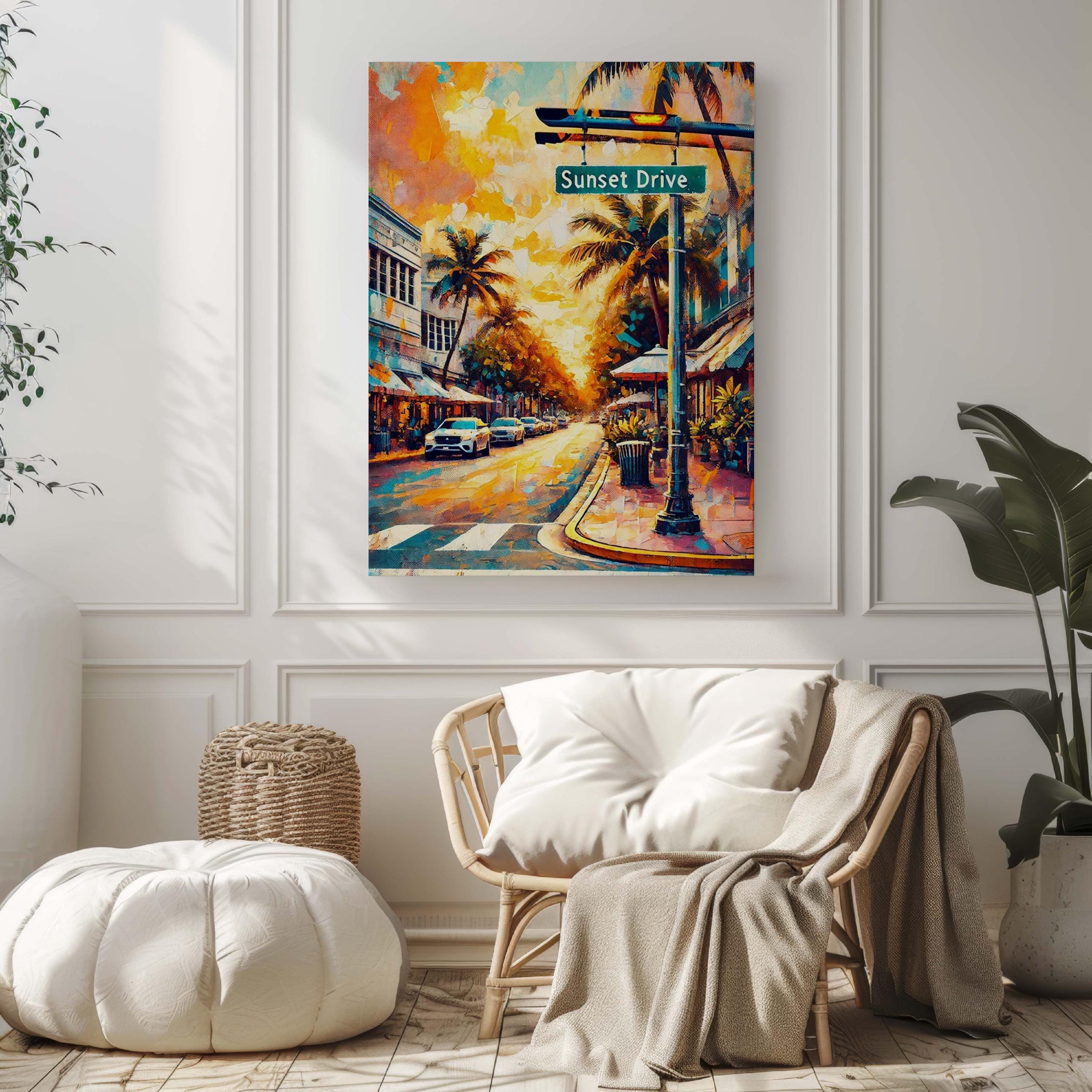 Sunset Drive Print - South Miami, Florida, USA