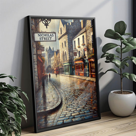 Wall Art Nicholas St Limerick Print - Ireland Travel Poster & Gift, Housewarming Ireland Artwork, Unique Irish Decor