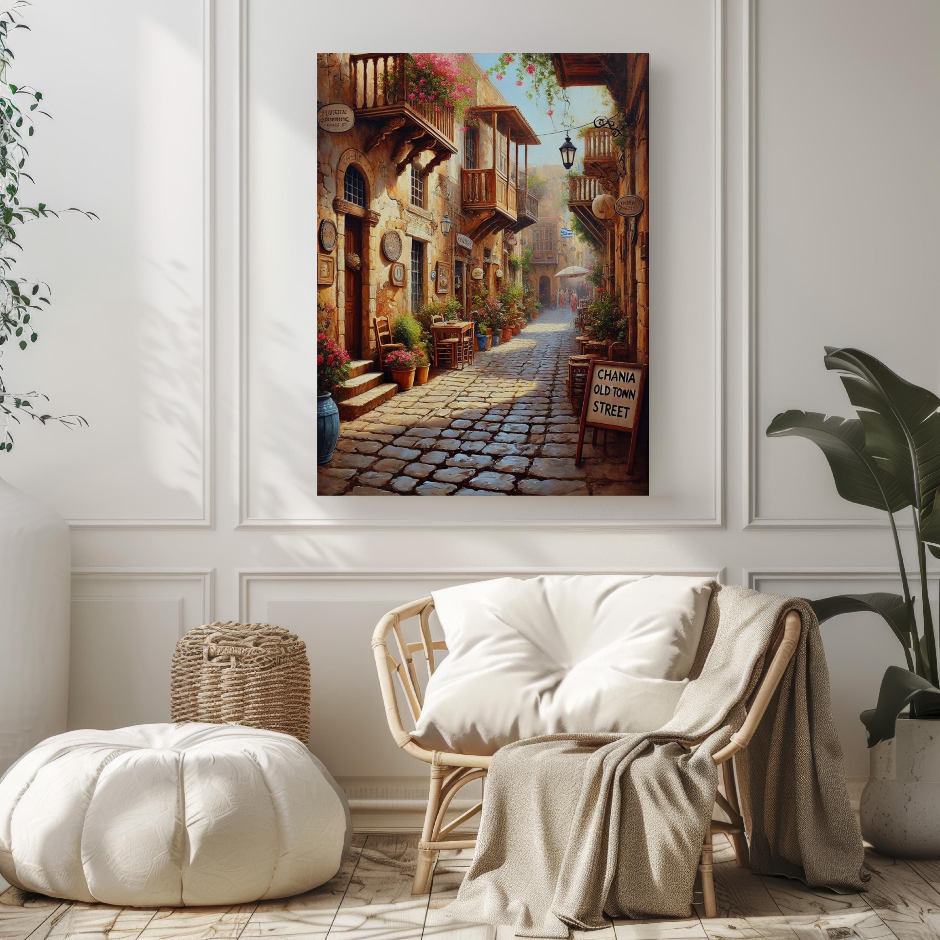 Chania Old Town Street Sign Print: Crete Greece Travel Poster