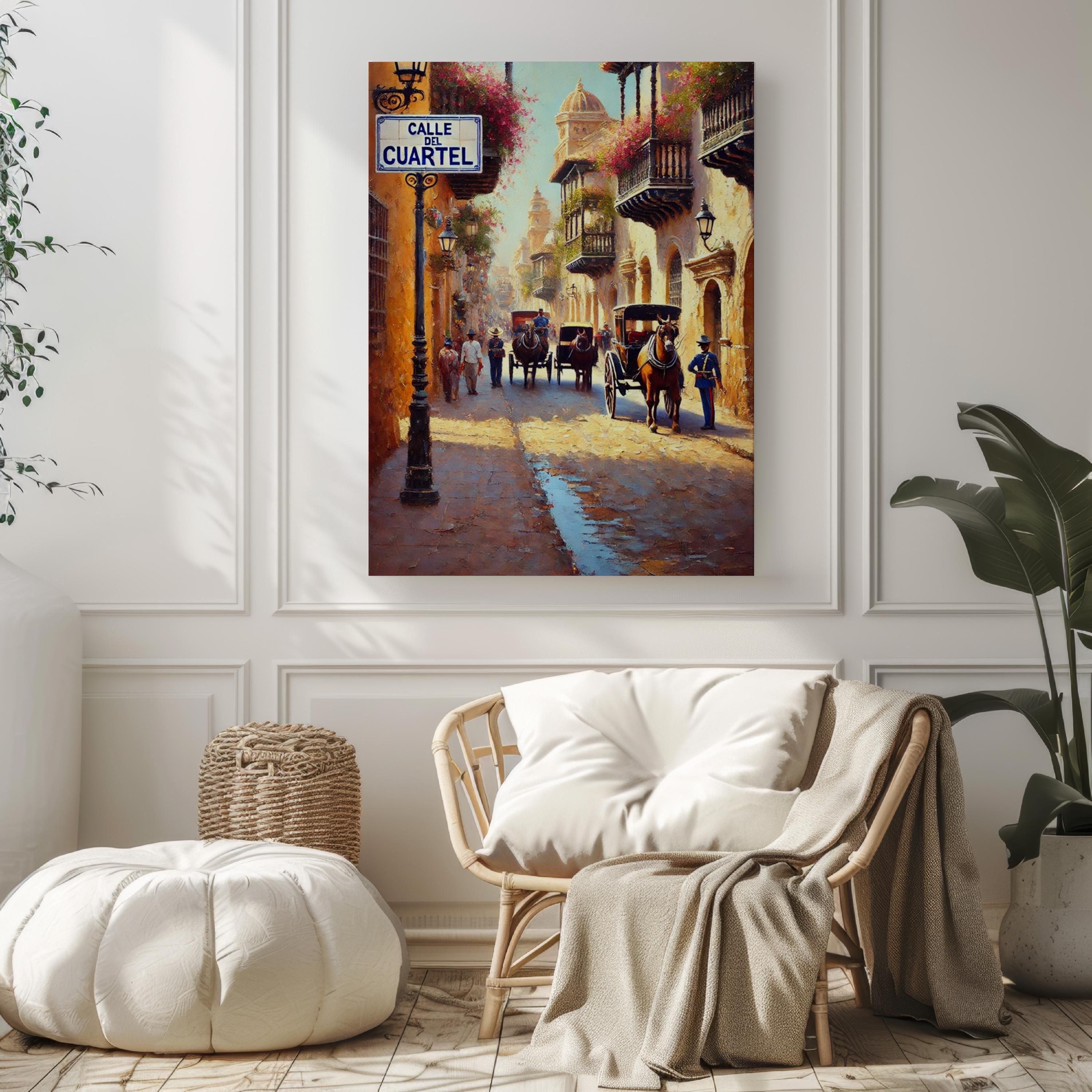 Calle del Cuartel Wall Art Cartagena Print Colombia Travel Poster Home Decor Souvenir Vintage Street Sign Artwork