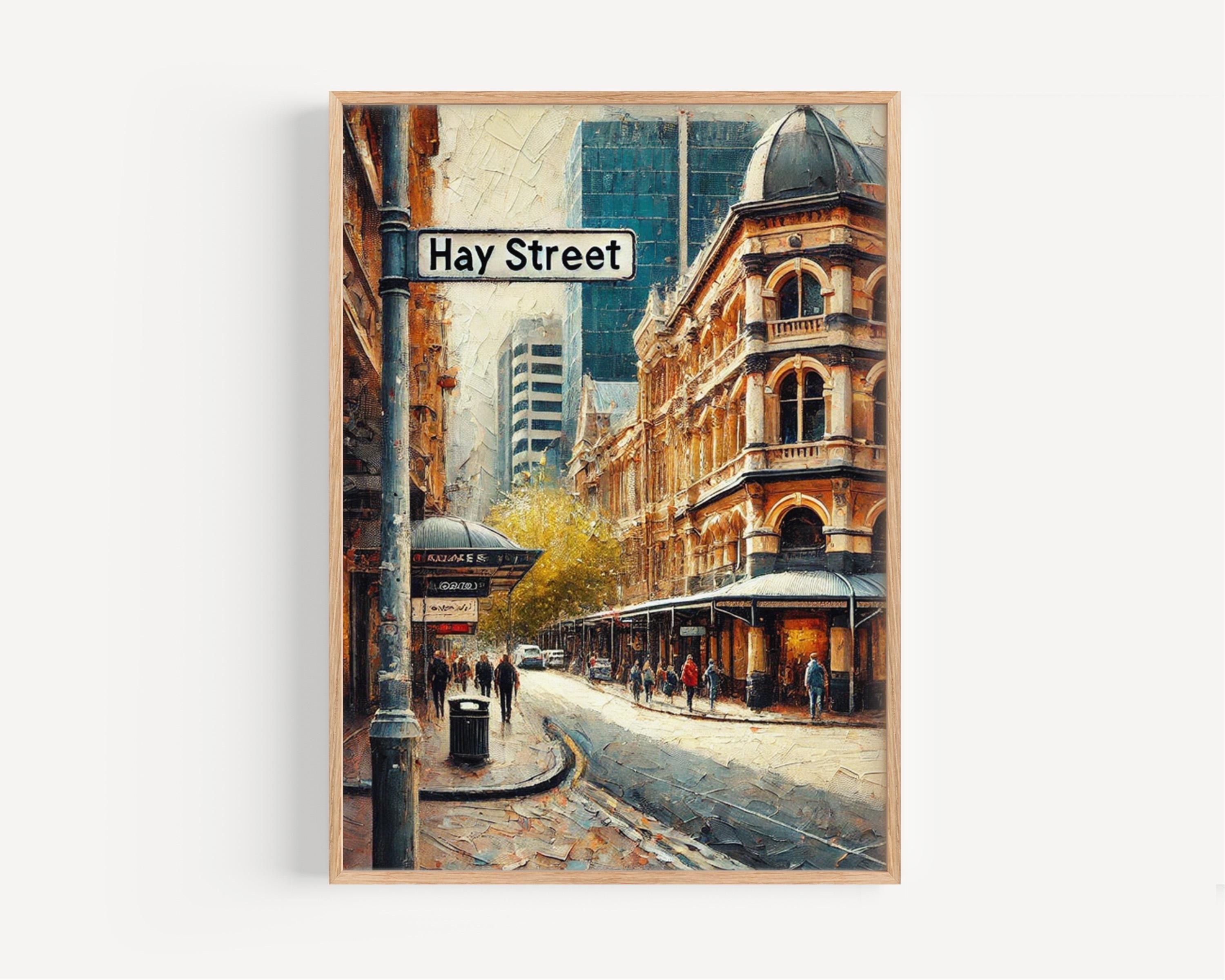 Perth Hay St Wall Art Print – Travel Poster, Australia Souvenir, Housewarming Gift, Perth Travel Decor, Modern Cityscape Artwork