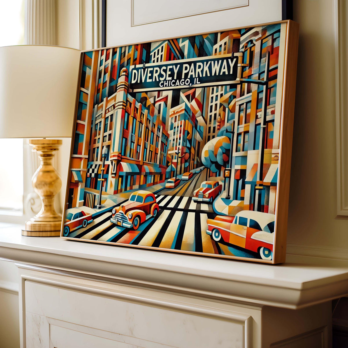 Diversey Parkway Cubist Poster - Chicago, Illinois, USA