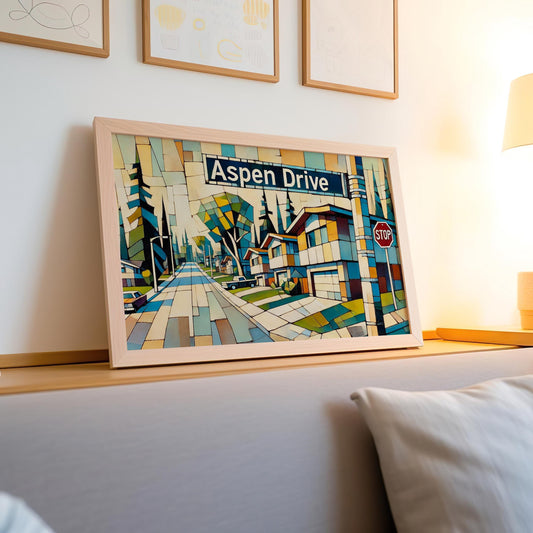 Aspen Drive Wall Art Print - Edmonton Alberta Travel Poster, Aspen Decor, Housewarming Gift, Canadian Landscape Art