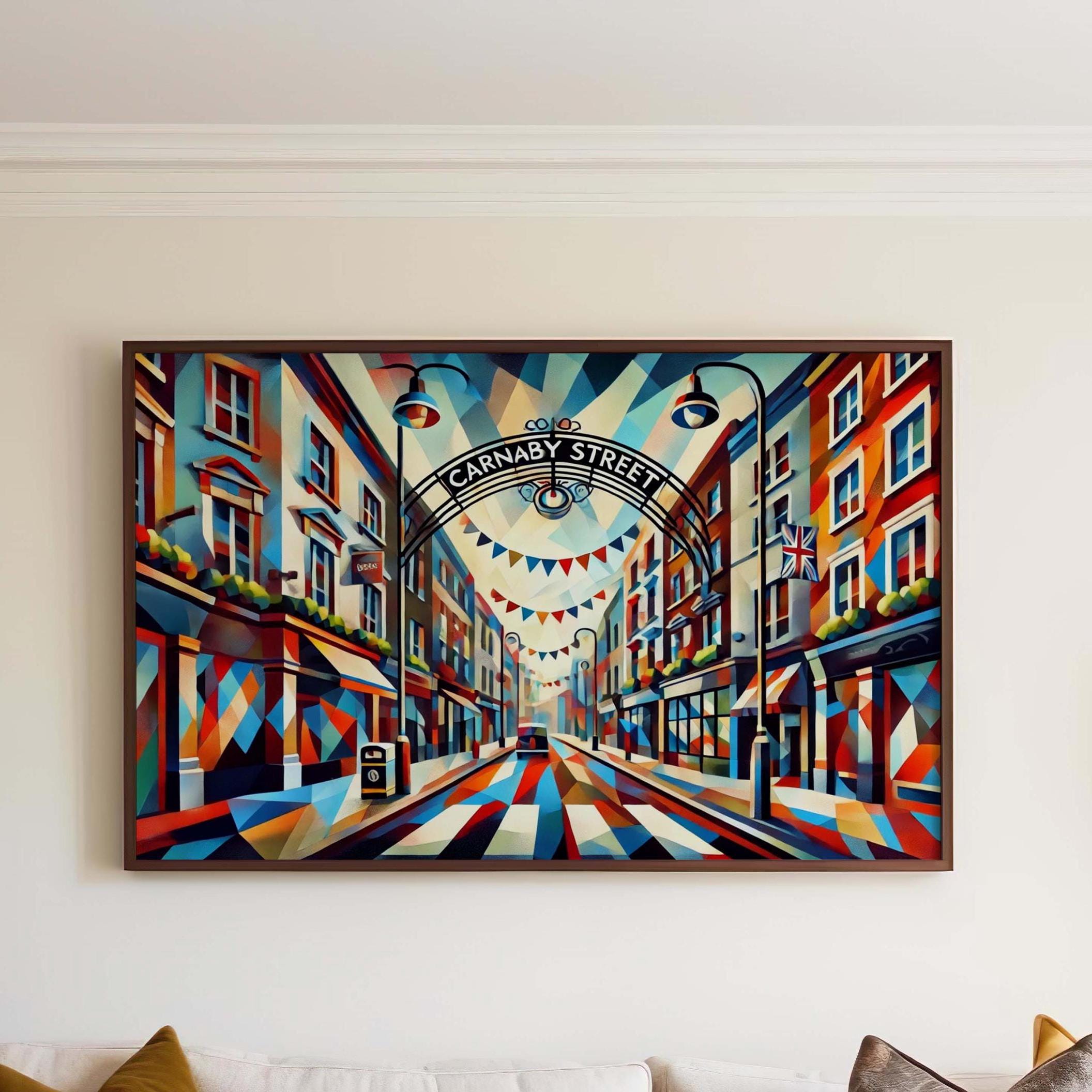 Carnaby Street Wall Art Cubism Print - London Travel Poster, Modern City Art, Housewarming Gift, UK Home Decor, Urban Style Artwork
