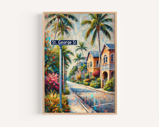 St George St Print - St. Augustine Wall Art, Florida Travel Poster, Historic Street Scene, Housewarming & Florida Gift Idea