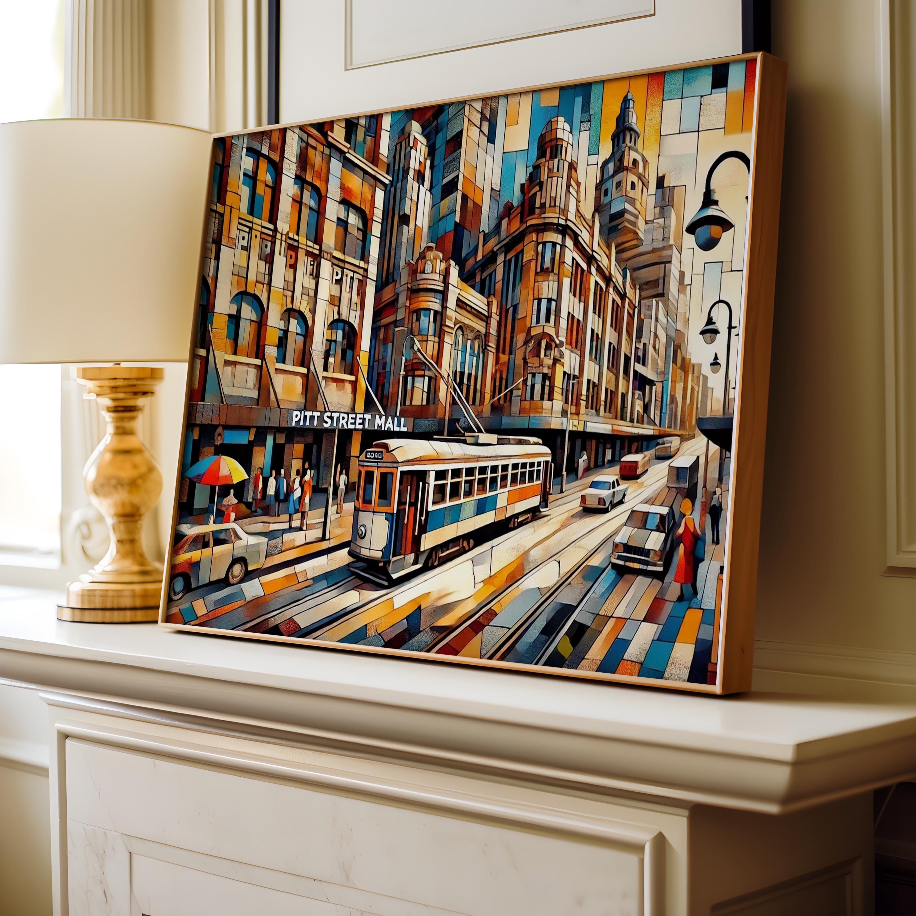 Pitt Street Mall Wall Art - Sydney Travel Print & Australia Gift, Modern Travel Poster, Housewarming Decor, Aussie Cityscape Art