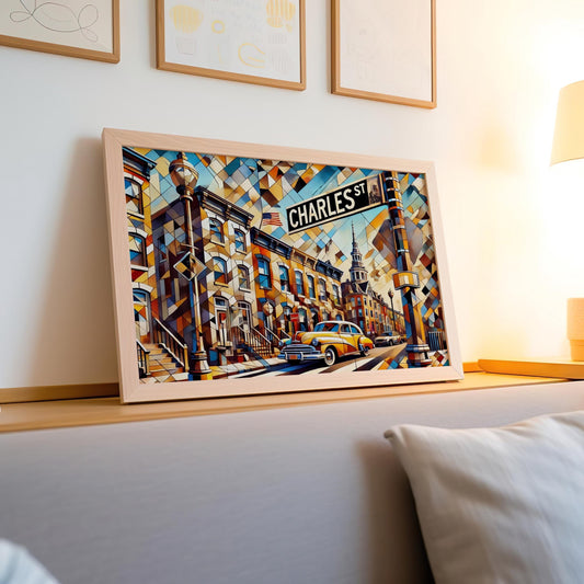 Charles Street Wall Art Cubism Print Baltimore Maryland Art Decor Travel Poster Housewarming Gift Charles St Gift