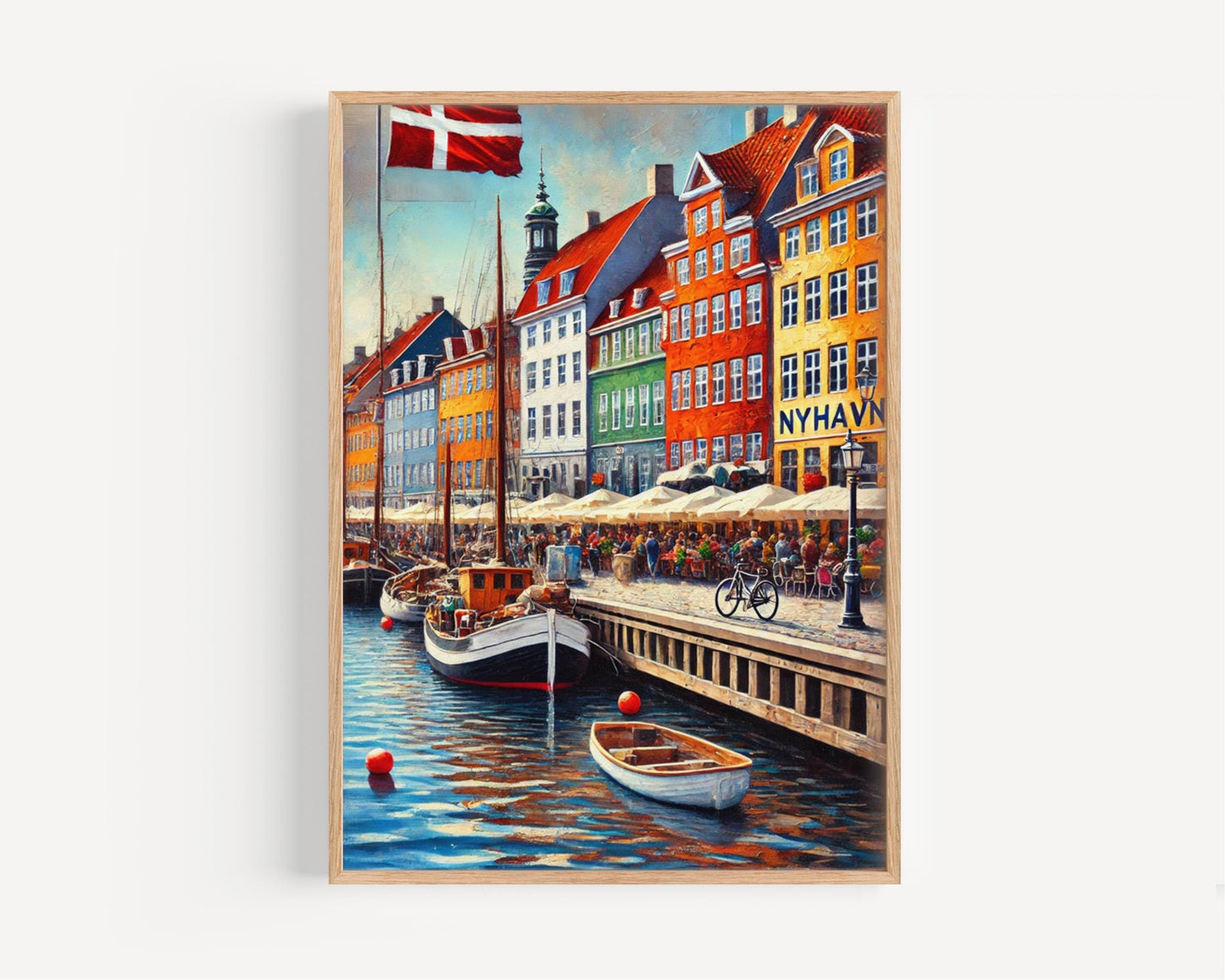 Nyhavn Copenhagen Print: Scandinavian Coastal City Travel Poster