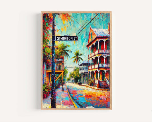 Simonton St Print Key West Wall Art, Florida Travel Poster, Coastal Home Decor, Housewarming Gift, FL Art, Beach Town Map Print