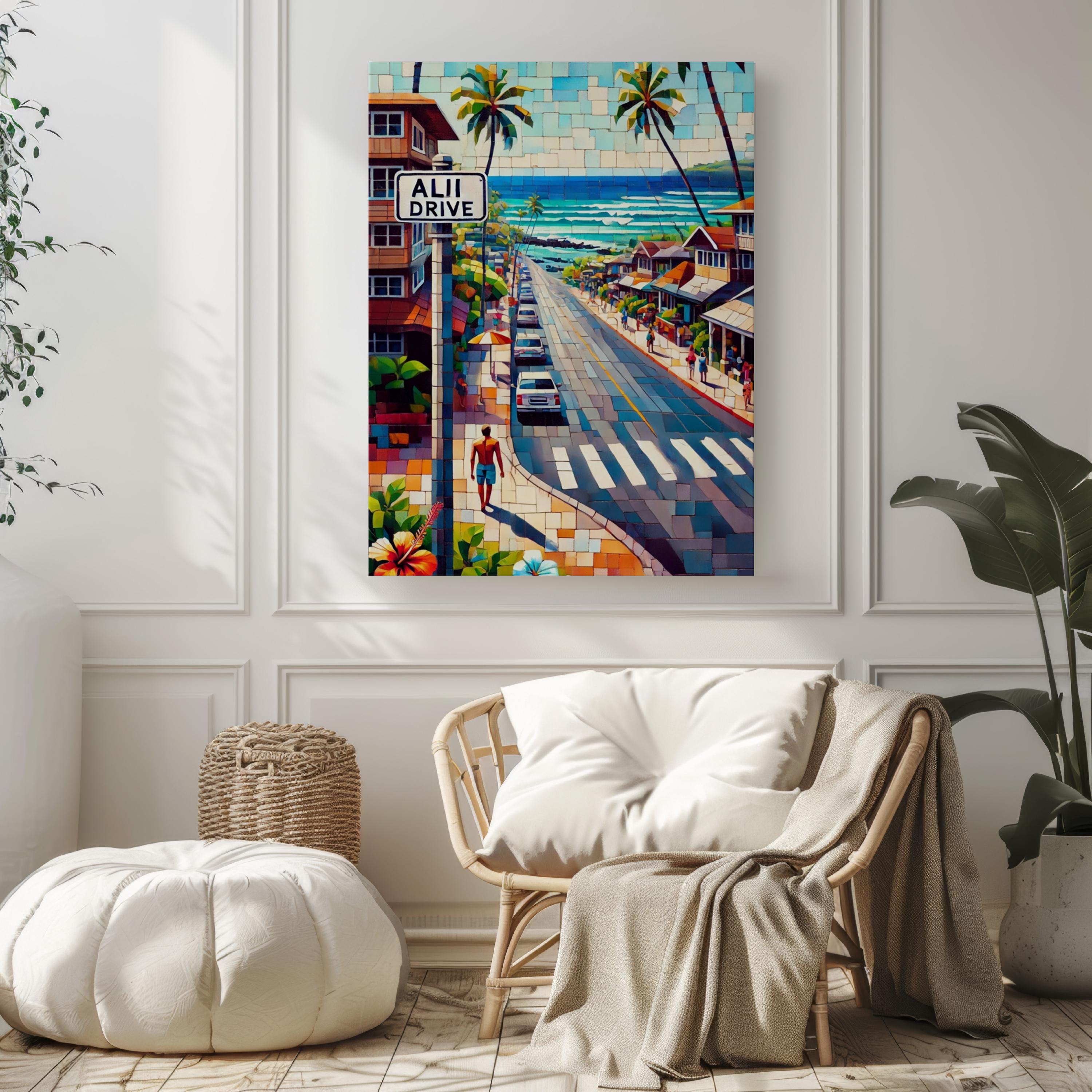 Hawaii Alii Drive Wall Art Print – Travel Poster, Hawaiian Housewarming Gift, American Decor, Island Beach Artwork for Home or Office