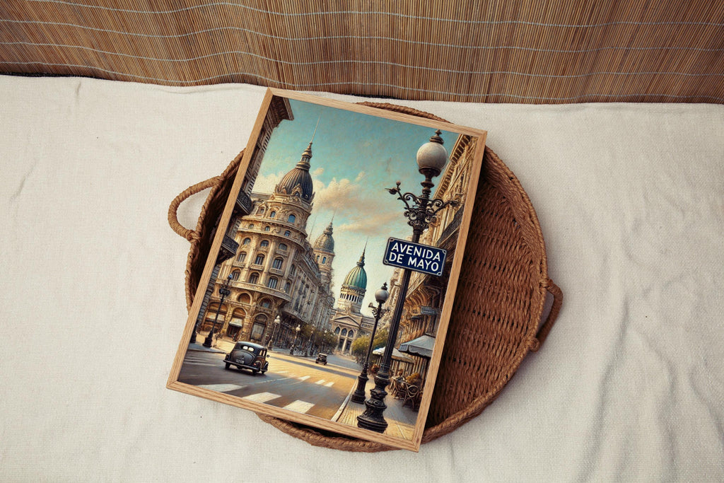 Avenida de Mayo Street Sign Print: Buenos Aires Historic Travel Poster