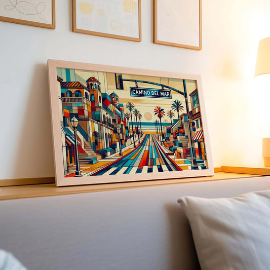 Camino Del Mar Wall Art Print - California Travel Poster, Del Mar Gift, Beach Housewarming Decor, Coastal Home Art