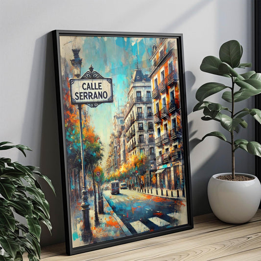 Madrid Calle Serrano Wall Art, Spain Travel Print & Poster, Modern Madrid Decor, Housewarming Gift, Spanish City Map Illustration