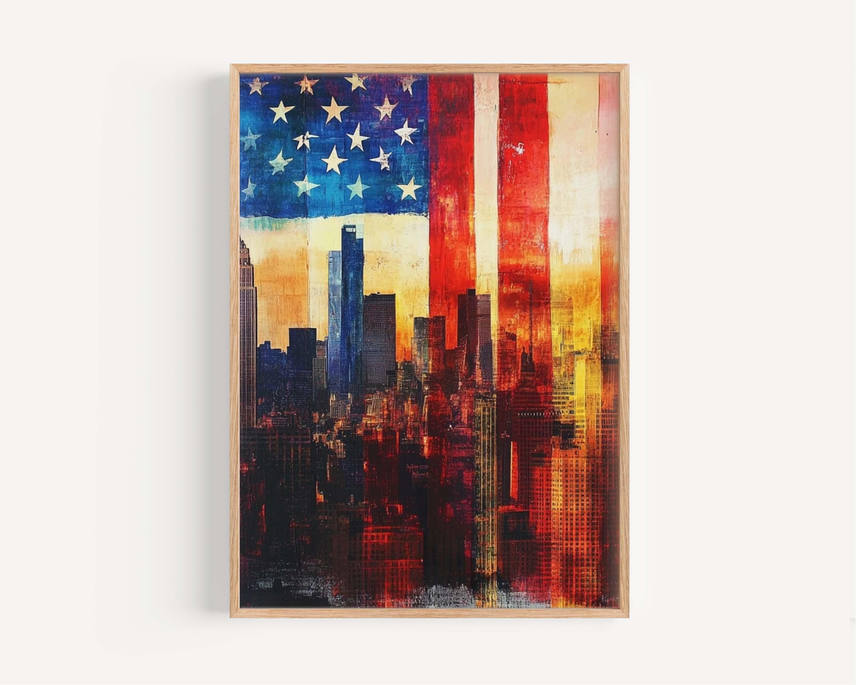 City Skyline Wall Art Patriotic - USA