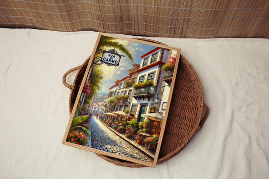 Rua Do Carmo Wall Art Print - Funchal Travel Poster, Madeira Souvenir & Housewarming Gift, Portugal Coastal Decor