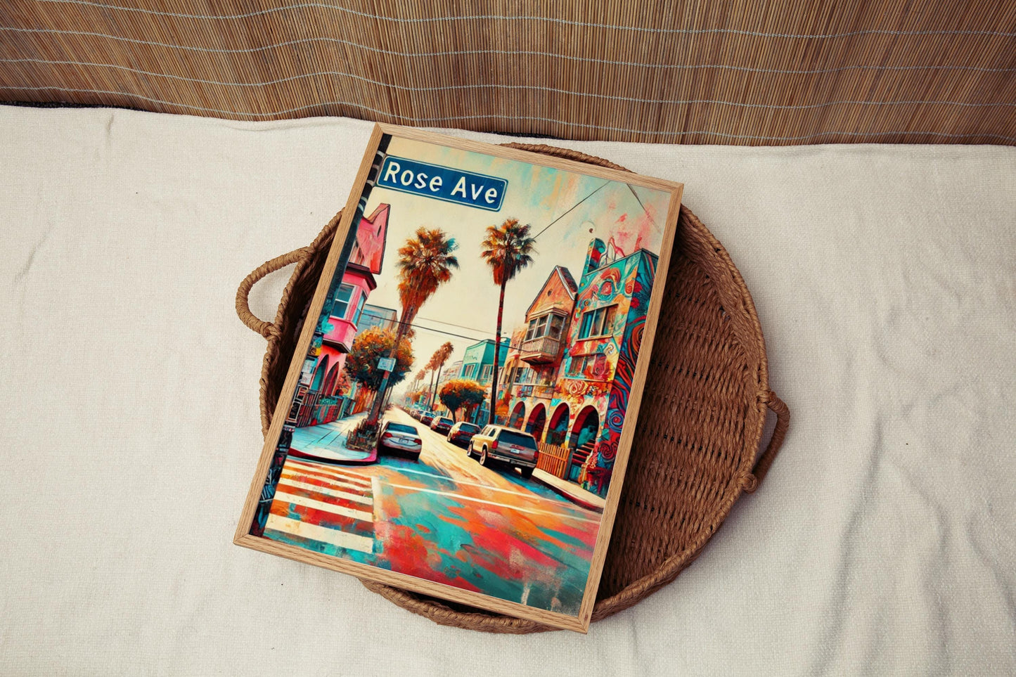 Venice Wall Art Rose Ave Print - California Travel Poster, Venice Gift & Housewarming Decor
