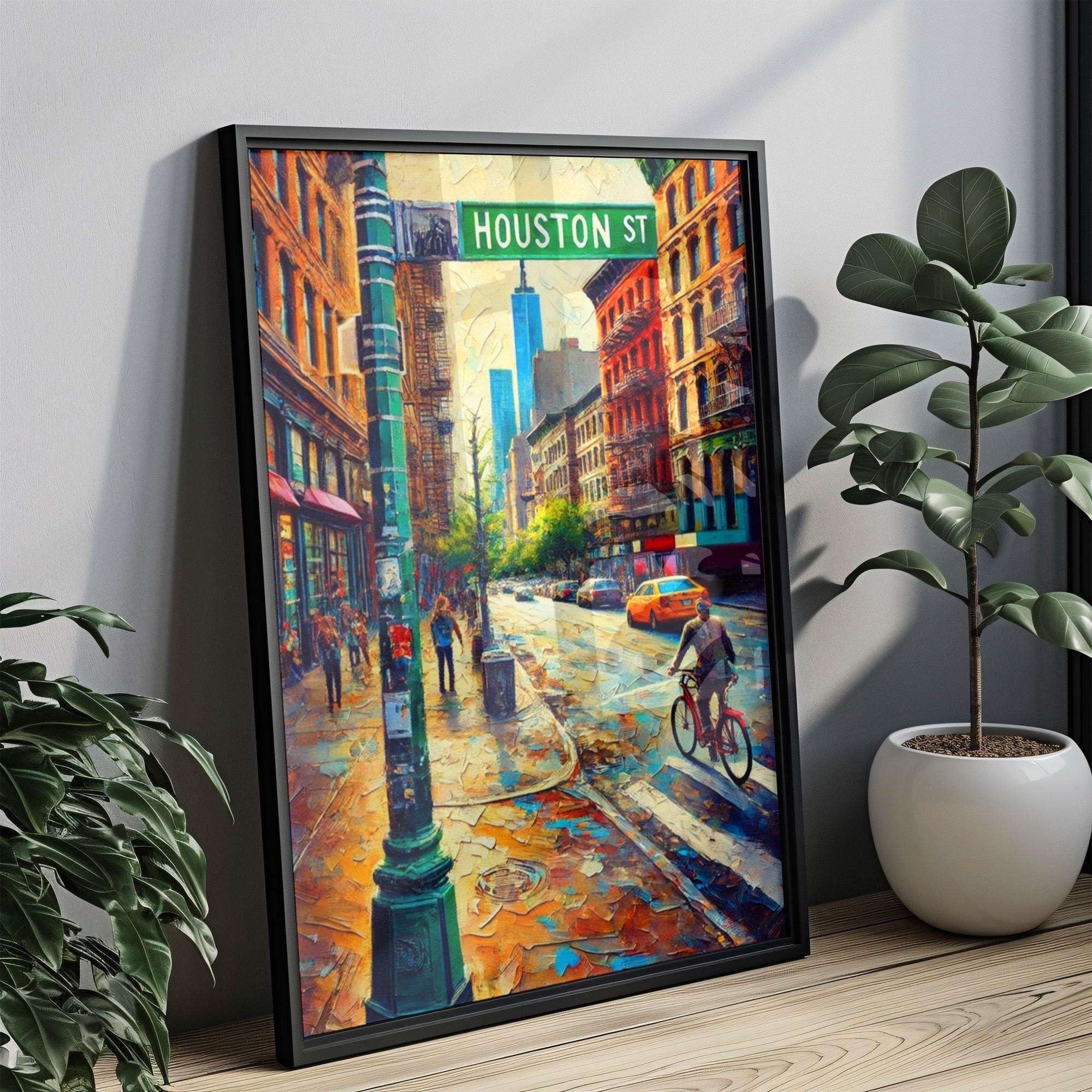 Manhattan Houston St Wall Art Print - New York Travel Poster, NYC Street Map, Housewarming Gift, Modern Cityscape Artwork
