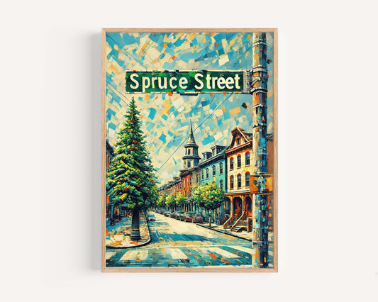 Spruce St Print Philadelphia Wall Art, Travel Poster, Philly Gift, Pennsylvania Artwork, Housewarming Decor, Spruce Street Map Illustration
