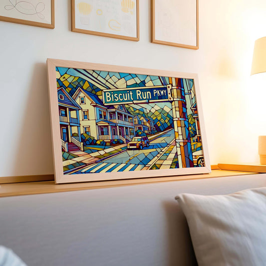Biscuit Run Parkway Wall Art Print, Charlottesville VA Travel Poster, Virginia Gift, Housewarming Decor, Scenic Map Artwork