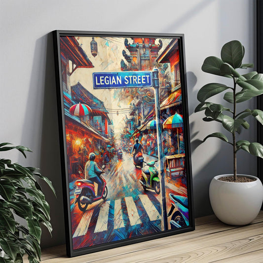 Legian Street Wall Art Print - Bali Travel Poster, Indonesia Gift, Tropical Home Decor, Legian St Travel Print, Housewarming Present