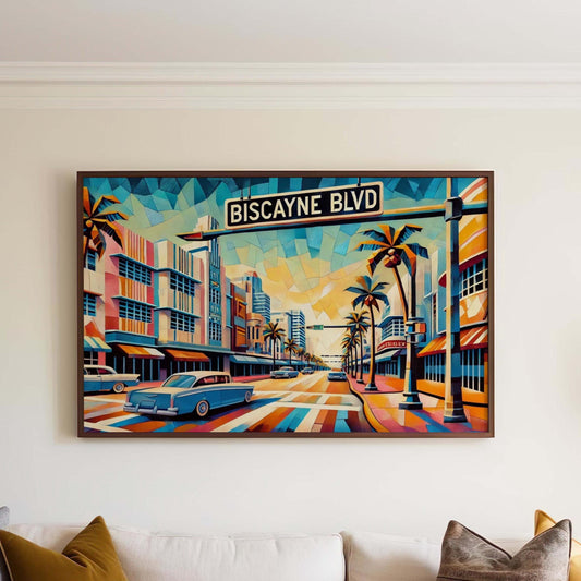 Miami Art Biscayne Blvd Wall Art, Florida Travel Print, Miami Poster, Housewarming Gift, Coastal Decor, Florida Art, Miami Beach Wall Decor
