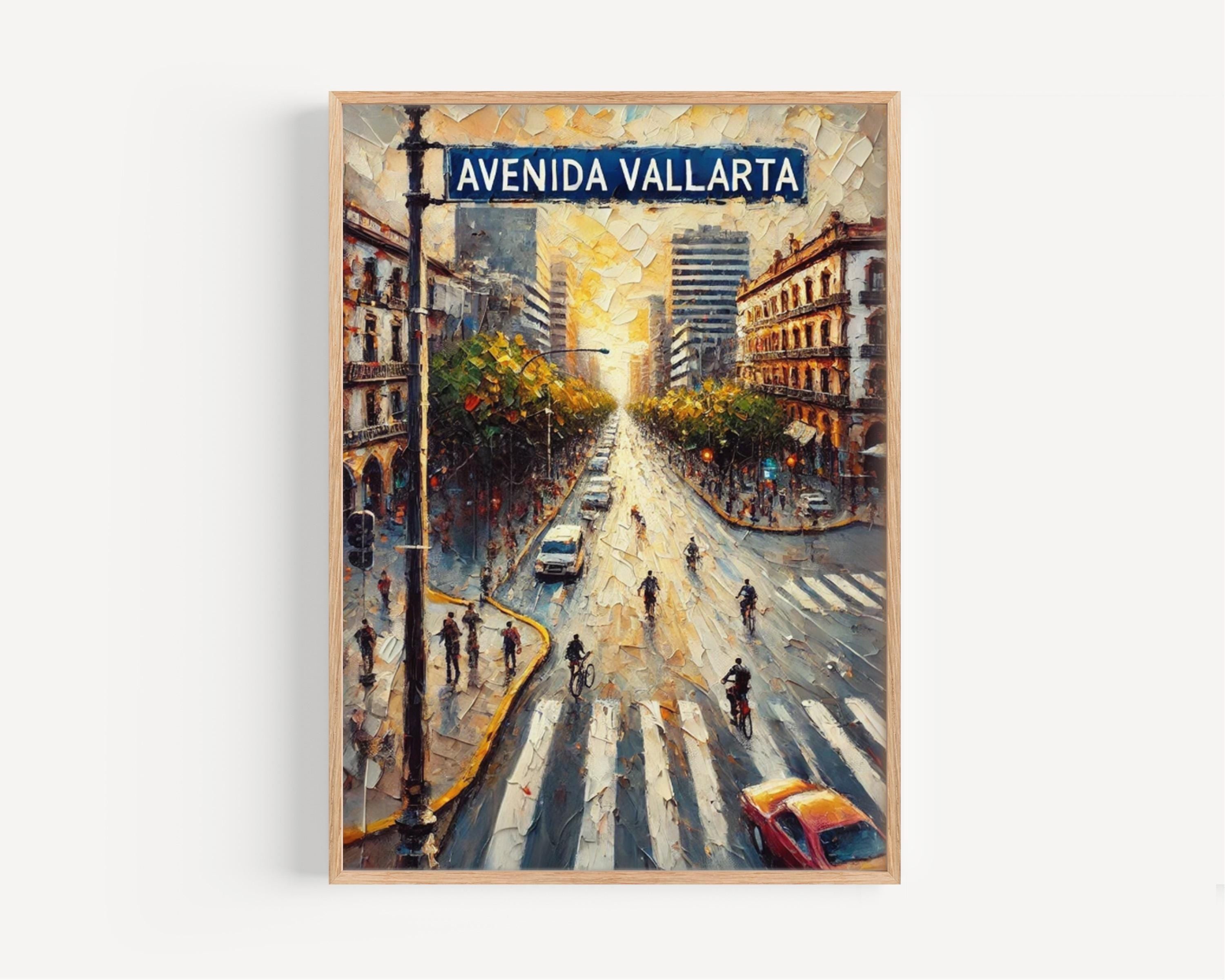 Mexico Wall Art Avenida Vallarta Travel Print - Guadalajara Poster, Vibrant Mexico City Decor & Housewarming Gift Artwork