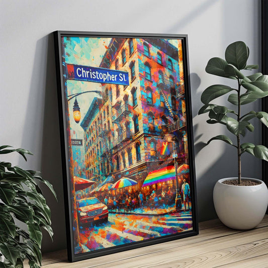 Christopher Street Wall Art Print, Manhattan NYC Travel Poster, New York City Gift, Housewarming Decor, Modern Urban Map Illustration