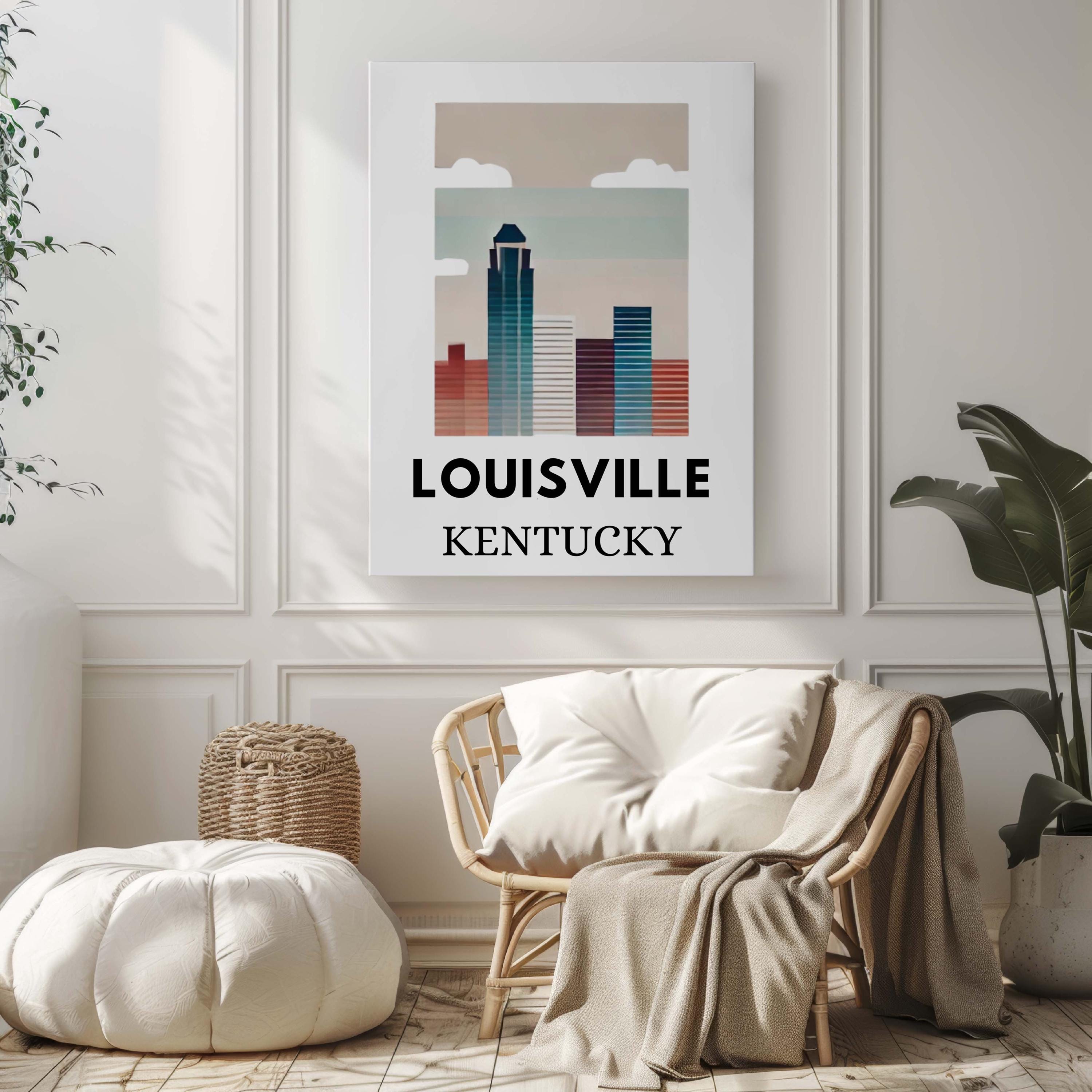 Louisville Print Kentucky Wall Art Travel Poster Home Decor Housewarming Gift College Room KY Map Artwork