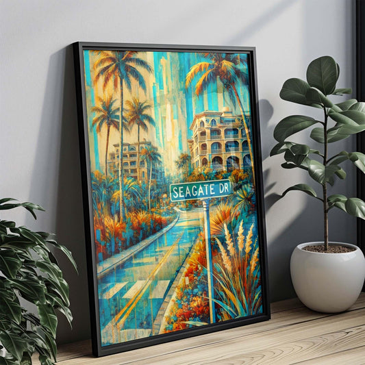 Seagate Drive Print Wall Art - Naples Florida Travel Poster, Home Decor, Housewarming & Florida Gift, Coastal Wall Art, FL Travel Print