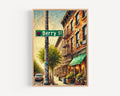 Berry Street Oil Painting Art Print: Williamsburg Brooklyn NYC Travel Poster