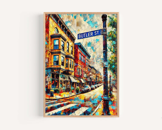Butler St Print Pittsburgh Wall Art, Travel Poster, Pennsylvania Gift, Housewarming Decor, Butler Street Map, City Skyline Illustration