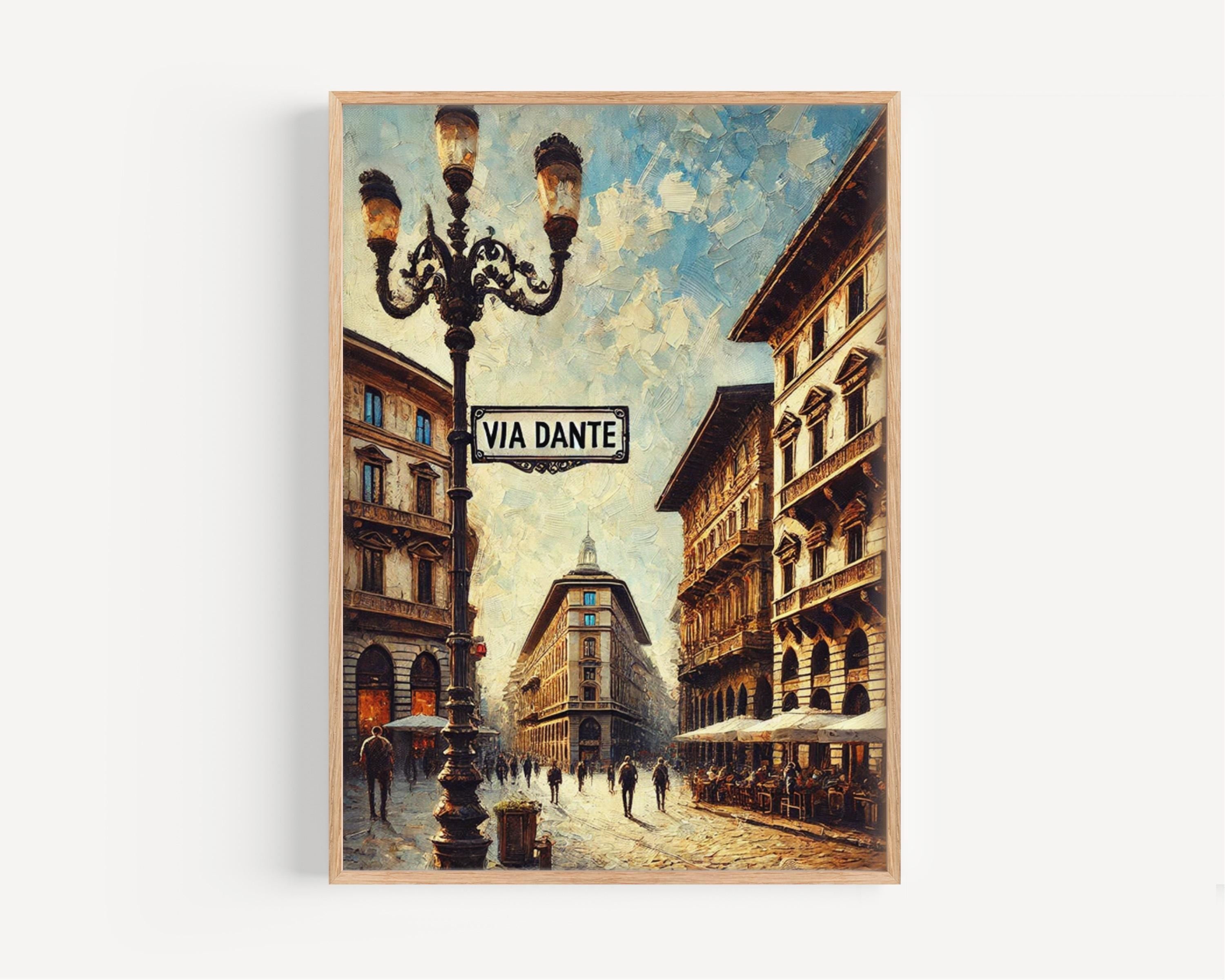 Via Dante Street Sign Poster - Milan, Italy