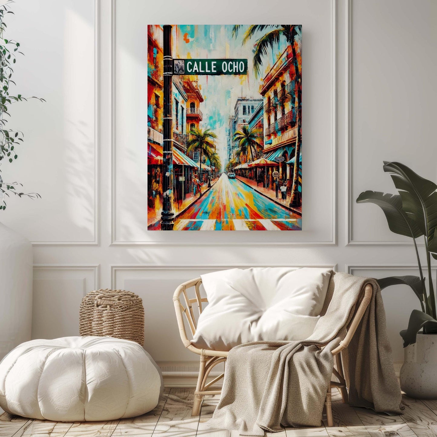 Calle Ocho Print Miami Beach Artwork Florida Travel Poster Housewarming Gift Vibrant Wall Art Decor