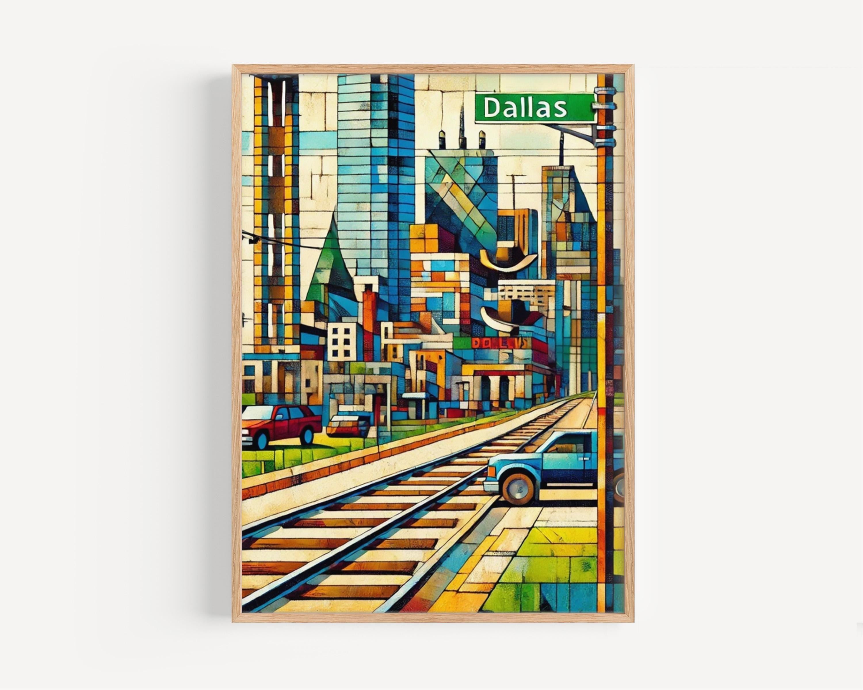 USA Wall Art Dallas Print Texas Decor Travel Poster Housewarming Gift Modern USA Home Decor