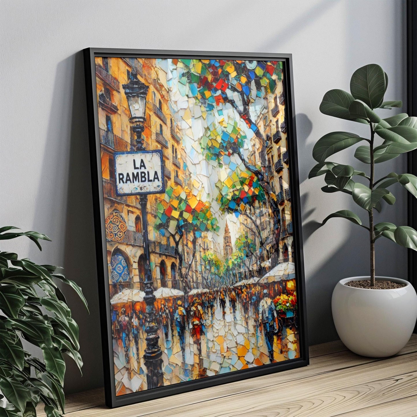 La Rambla Barcelona Wall Art, Spain Travel Poster, Cityscape Print, Housewarming Gift, Vibrant Street Scene, Museum-Grade Fine Art Paper
