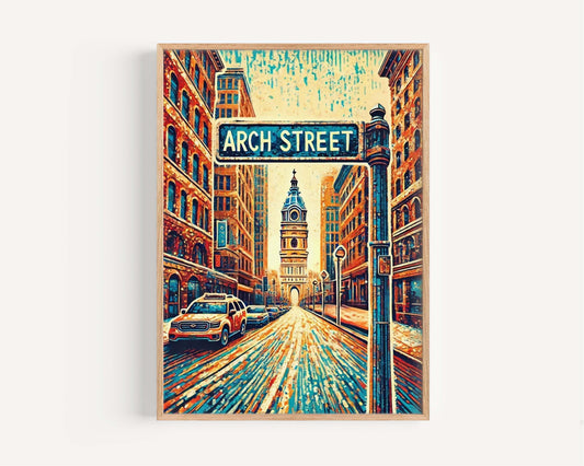 Arch St Print Philadelphia Wall Art, Philly Travel Poster, Pennsylvania Artwork, Arch Street Gift, Housewarming Decor, Cityscape Print