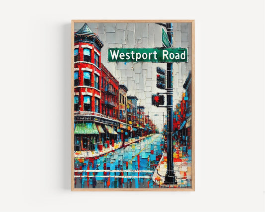 Westport Road Wall Art Kansas City Print, America Art, City Gift, Travel Souvenir, Travel Poster, State Art, Personalized Gift