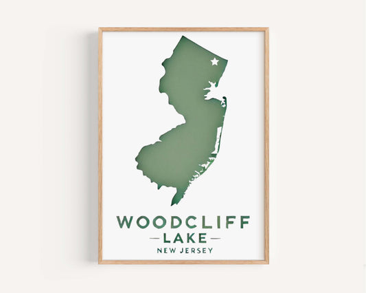 Woodcliff Lake Print New Jersey Wall Art Travel Decor Jersey Gift Housewarming & College Room Decoration
