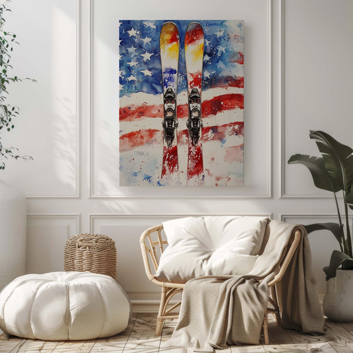 Skiing Poster Patriotic - United States