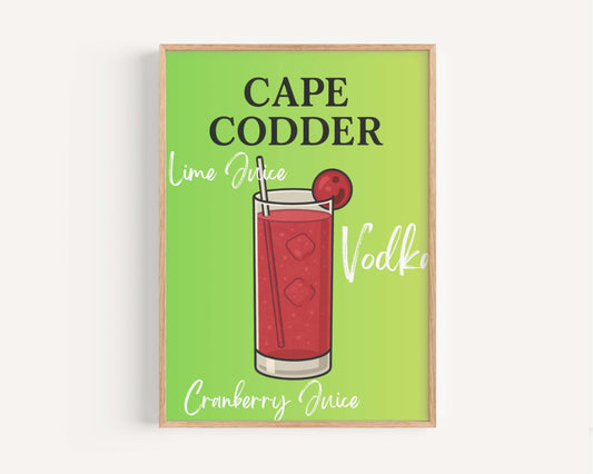 Cape Codder Cocktail Print: Beach House Nautical Wall Art