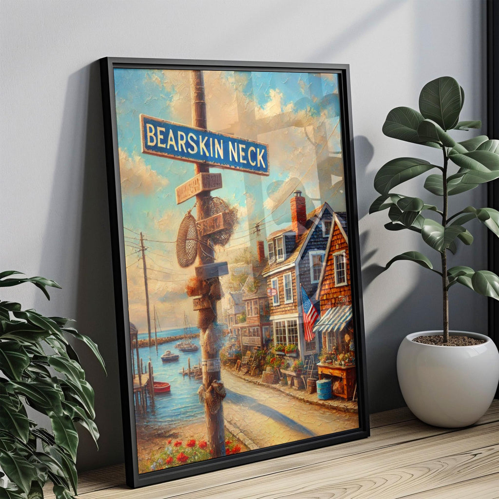 Bearskin Neck Oil Painting Art Print: Rockport Coastal Village Travel Poster