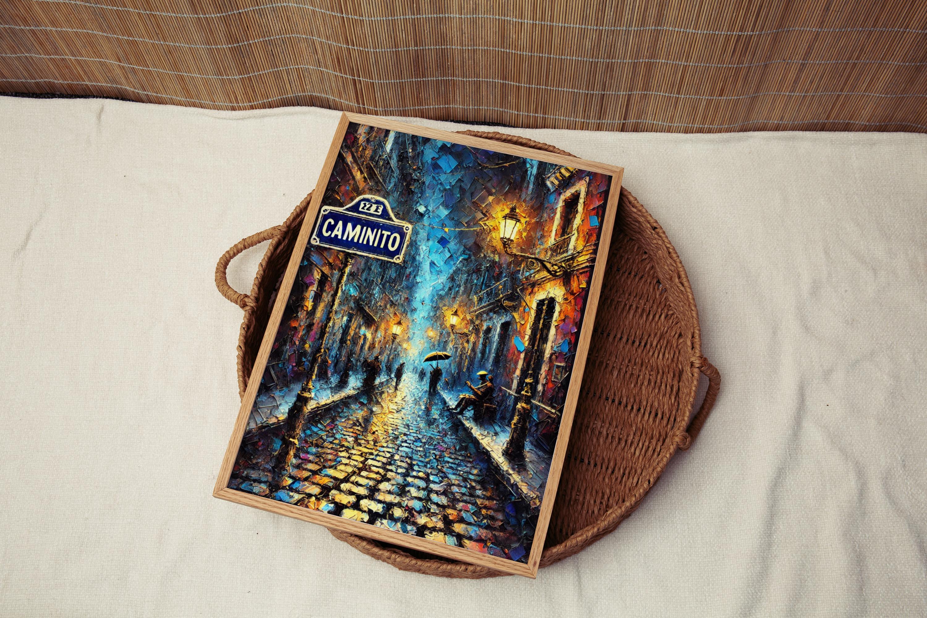 Caminito Oil Painting Art Print: Buenos Aires Argentina Street Sign Travel Poster