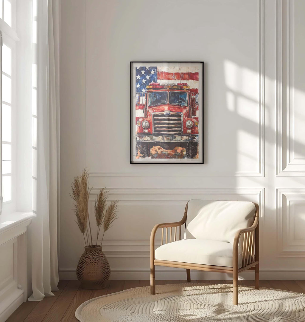 Firetruck Wall Art Vintage - United States
