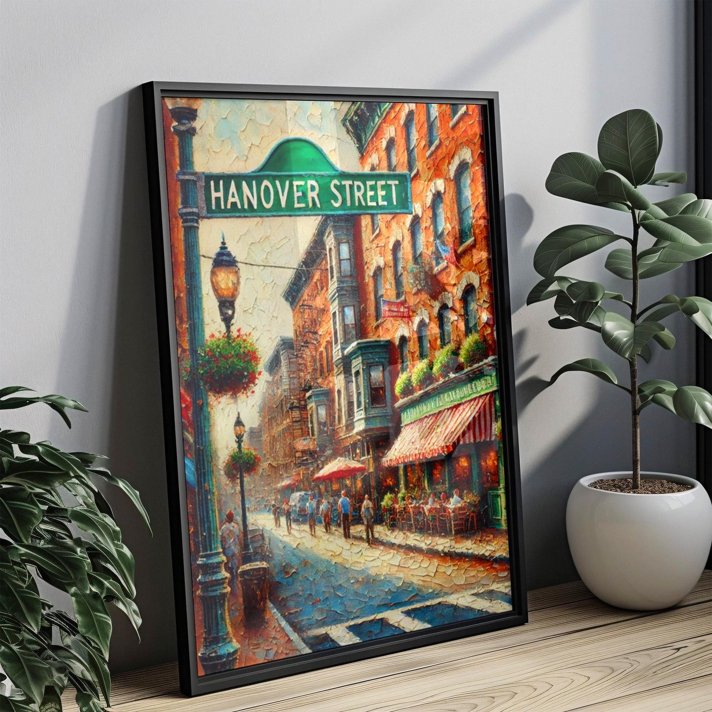 Hanover Street, Boston Print: North End, Massachusetts Travel Art